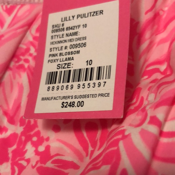 🌸NWT Lily Pultizer McKinnon MIDI Dress Size 10 Pink Blossom Foxy Llama 🌸 - Picture 7 of 7